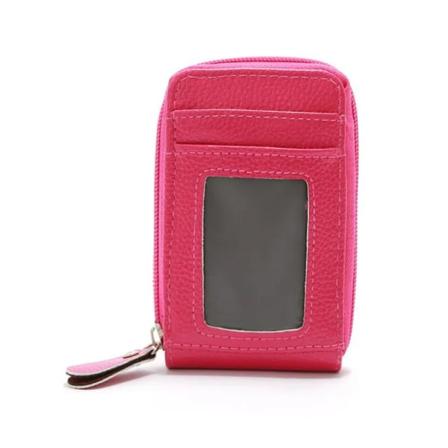 Rfid Vintage PU-läder Män Kvinnor Blockering Dragkedja Plånbok Reseresa Bank Kreditkortshållare Organizer Case Väska Fodral Rose red