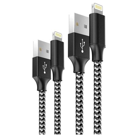 iPhone opladerkabel nylon til iPhone 13/12/11/ Pro/XS/XS [2Pack 2M] - Perfet