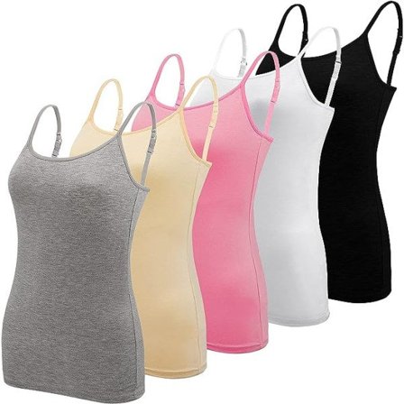 IC 5 stk Basic Camisole Justerbar Camisole Spaghettistropp Linne for kvinner og jenter (stor)