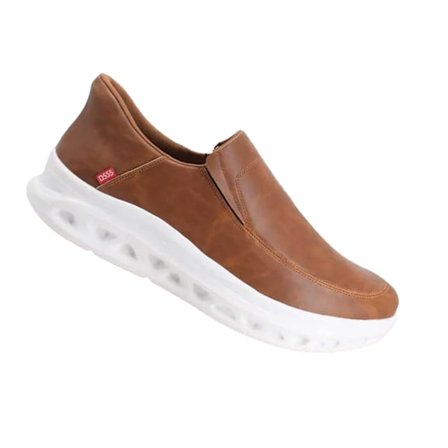 Duke Herr D555 Carlisle 1 Slip-on Bred Läderskor Storlek 47,5 Bred Mörkbrun