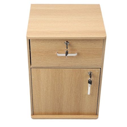 Mobil arkivskap med flere skuffer, robust rullende arkivskap under skrivebord med låser og hjul for hjemmekontor, eikefarge