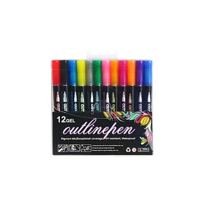 36 Färger Dubbel Linje Kontur Konst Penna Markör Penna DIY Graffiti Kontur Markör Penna Överstrykningspenna Scrapbook Dagbok Affisch Kort