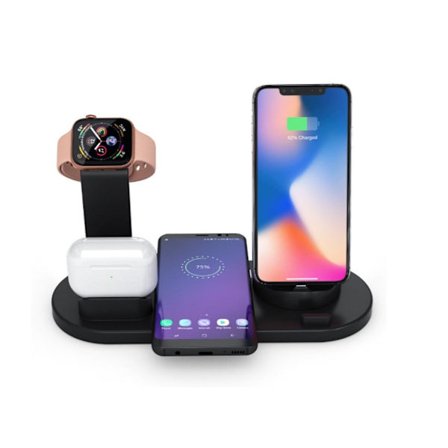 Trådlös laddningsstation 4-i-1 kompatibel med iPhone, iPhone, iPhone, AirPods