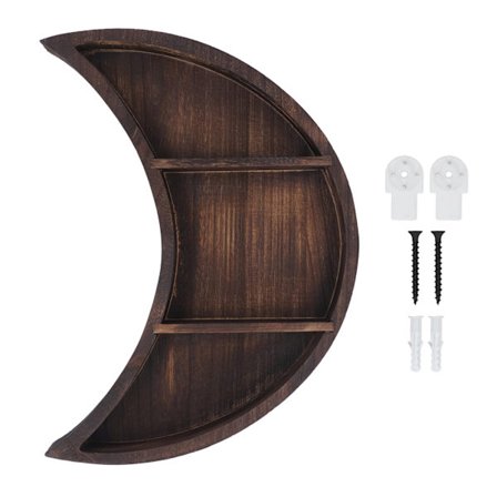 Halvmåne Vägg Hylla Trä Hängande Förvaringshylla för Heminredning