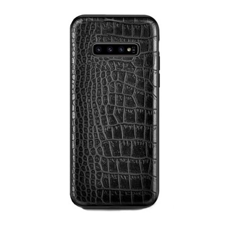 Samsung Galaxy S10 Mobile Shell Black Leather Leather Crocodile Shell