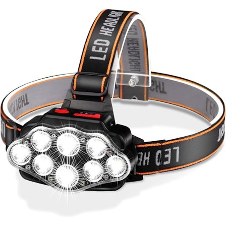 LED-hodelykt, superlys 8 LED-hodelykt USB-oppladbar vanntett