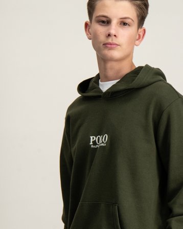 Polo Ralph Lauren Logo French Terry Hoodie Grønn Genser Gutt - Kids Brand Store