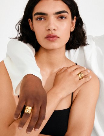 Pilgrim Ember Rings 2-In-1 Set, Gold-Plated - Gold - ONE SIZE