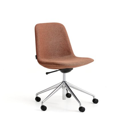 Chair LANGLEY, low seat, wheeled, brushed aluminum/copper