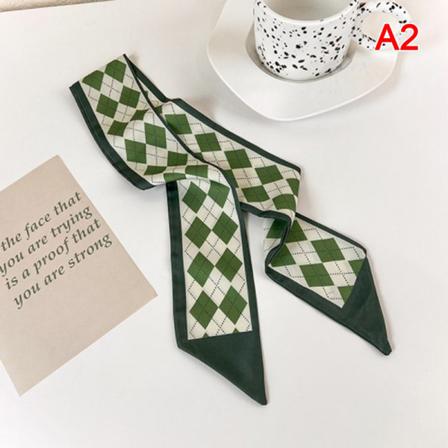 Vår Mager Lång Scarf Grön Geometri Bokstavsruta Pri