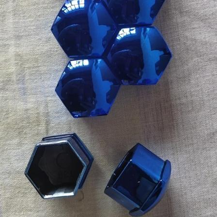Sorte silikonbilhjulmutter navkapskruestøvbeskyttelsesdeksel ((Plating Blue 17mm) 3 sett)