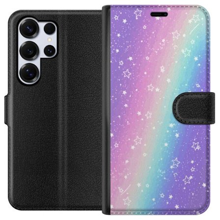 Kompatibelt Lommeboketui til Samsung Galaxy S25 Ultra Rainbow-farget pastellbakgrunn med hvite stjerner og gnistrende prikker i myk overgang