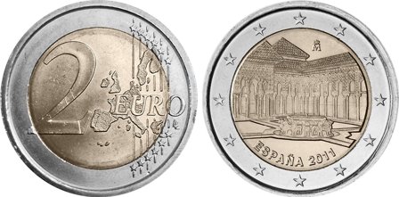 Spanien 2011 - Løvegården i Alhambra, Granada - 2 euro mønt