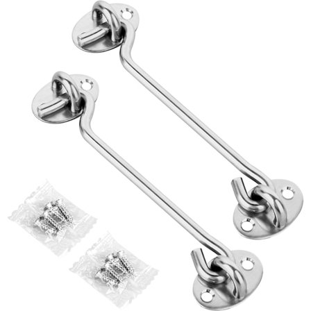 (6 tommer) 2-pak inkludert skruer krok og øyelås rustfritt stål