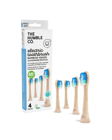 The Humble Co. - Brosse à Dents En Bambou - Electric Heads 4p Reminder Poils Bleu/e