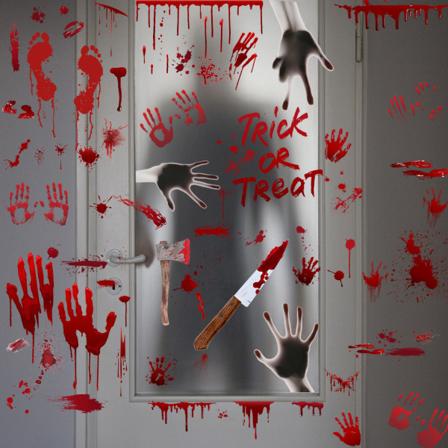 Blodiga handavtryck Blodiga läskiga Halloween väggdekaler Halloween blodiga dekaler