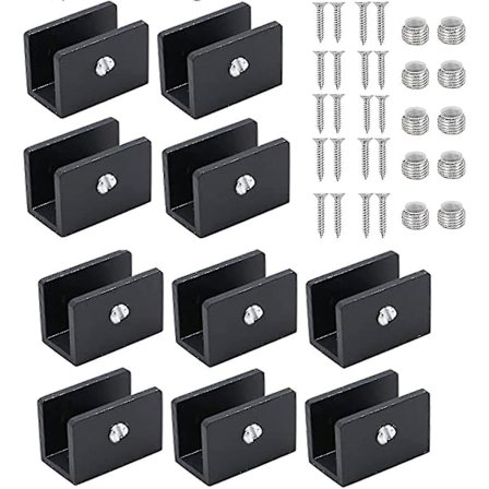 10 stycken justerbara glashyllfästen, glasräcke klämma fäste, för 8-10 mm tjockt glas