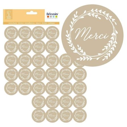 180 tack kraftklistermärken Ø 3,5 cm