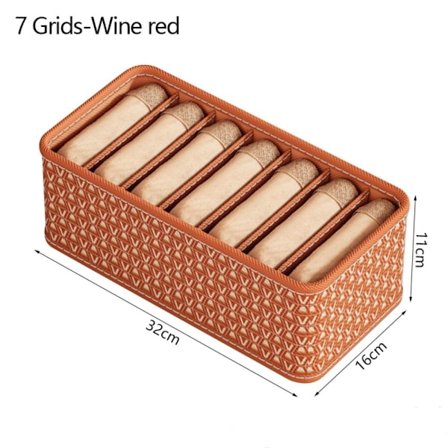Undertøj Opbevaringsboks Skuffer Skillebokse VINRØD 7 GRIDS