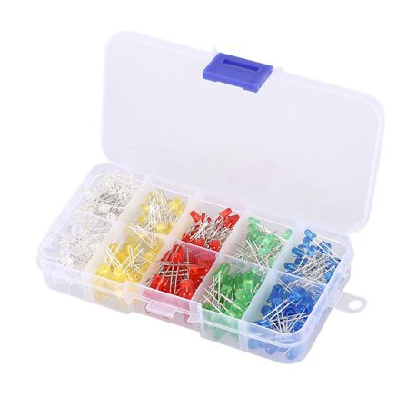 200 stk 3mm 5mm LED lysdiode Hvit Gul Rød Blå Grønn Assortert Kit for [DB]