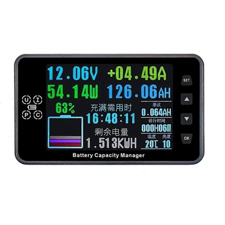 VA9910 3.5In 8-120V/0-300A Digital Voltmeter Amperemeter Batterikapacitetsindikator Hall Coulomb Meter Tester Strømdetektor