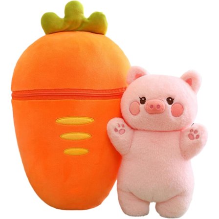 Kawaii jordbærkanin plys - vendbar gulerodspude, hare, krammedyr til drenge og piger