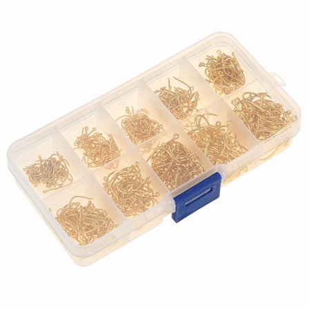 500 stk. højt kulstofstål sorte fiskekroge Saltvandsfiskekrog Tilbehør (Guld)