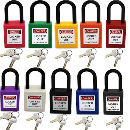 38 mm Isolerade Säkerhetshänglås (10-pack) Låsta Sorterade (Färg)