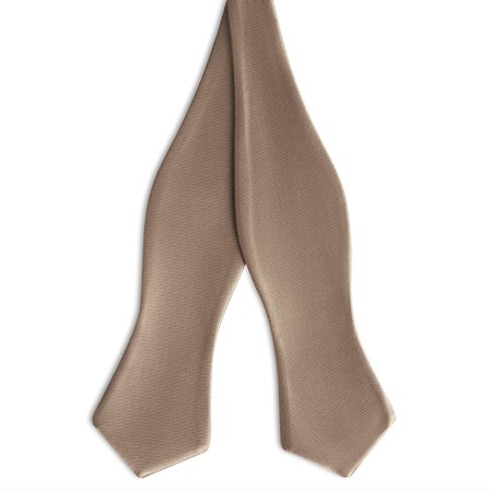 Tan Self-Tie Satin Diamond Tip Bow Tie for Men - Self-tie bow ties