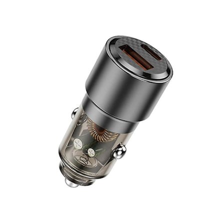 Transparent bil laddare Ac bil telefon laddare 95w snabbladdning Qc3.0 Scp 3a Pd laddning bil laddare(