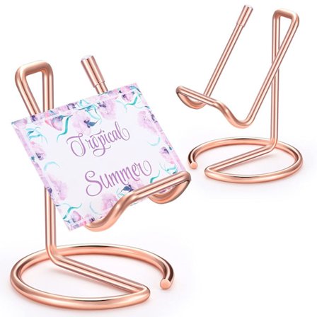 2 st metall visitkortshållare för skrivbord, elegant linje visitkortshållare stativ, kontor skrivbord visitkortsorganisatör