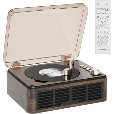 Bluetooth CD-spelare med högtalare och FM-radio Vintage CD-spelare Stöd för USB & AUX-uppspelning för ljudböcker