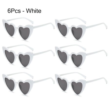 6 stk. Hjerteformede Solbriller Kjærlighetshjerte Solbriller 6 STK - HVIT[GP]