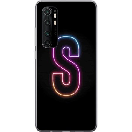Kompatibelt Mobildeksel til Xiaomi Xiaomi Mi Note 10 Lite Neonbokstav S i lysende rosa og blå toner mot mørk bakgrunn, stilig bokstavkunst med retro