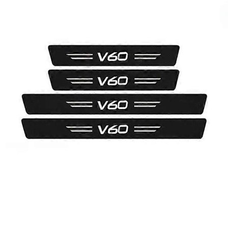 Karbonfiber Bil Dørterskel Beskyttelses Klistremerker Terskel Tape Egnet for Volvo V60 Logo Bagasjerom Støtfanger Ripebeskyttelse Strips