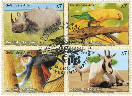 FN Wien - Truede dyr 1995 - Stemplet sæt 4v