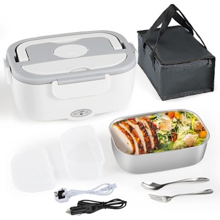 Sähköinen lounasrasia, 1,5L Kannettava 75W Nopea Lämmitys Bento-rasiat 12V-24V/220V Ruoanlämmitetty Lounasrasia Autoon Kuorma-autoon Kotiin