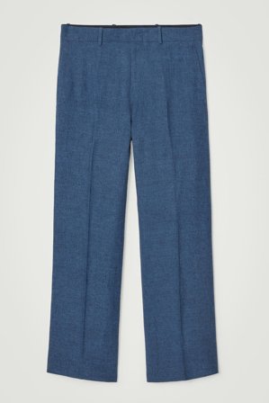 COS Men's Tailored Flared Linen Trousers in Blue