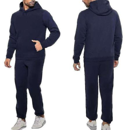 2 deler/sett Fitness treningsdress for menn Uformelle sportsbukser Topp joggedress Hettegensersett #yogu Z X Blue M
