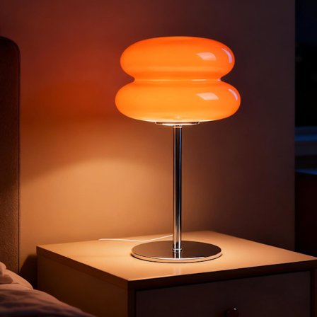 Svampformad bordslampa, enkel sänglampa, dimbar vintage äggtarteformad bordslampa och en vacker vardagsrums-/skrivbordslampa (orange)