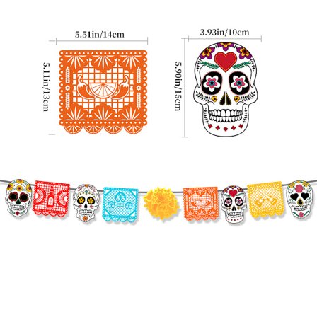 1-delt dekorasjon med tema fra De dødes dag, hodeskalledekorasjon for skrekkstemning