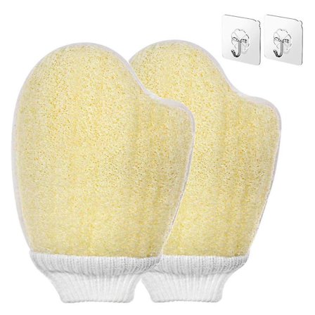 Oppgradert eksfolierende loofah-svamp med selvklebende veggkrok, naturlig kroppsbørste for dusjing