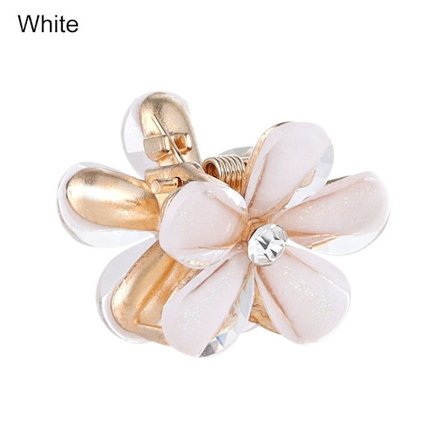 10 stykker blomsterkrystall hårklips jente bangs klips HVIT 10