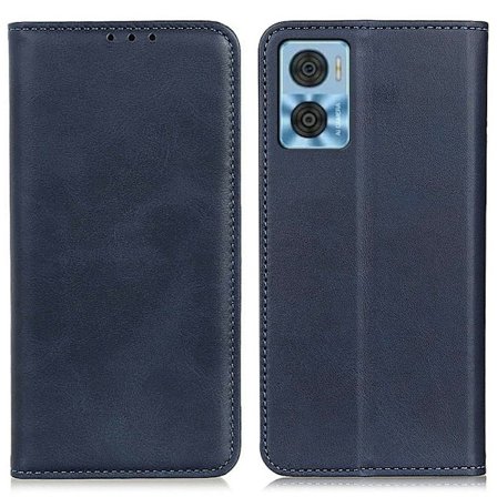 Lompakko-style Aitoa Nahkaa Läppäkotelo For Motorola Moto E22i / E22 - Sininen