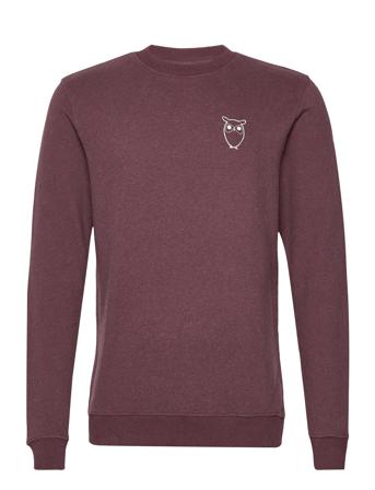 Small Owl Chest Print Sweat - Gots/ Sweat-shirt Genser Burgunder Knowledge Cotton Apparel*Betinget Tilbud