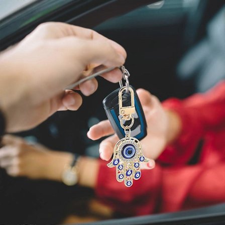 5 stk. Hånd Nøglering Ondt Øje Nøglering Charms Lykke Nøgleholder Tasker Hængende Vedhæng