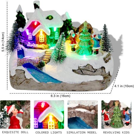 Musiikillinen Joulukylä Nukkekoti Lumipallo Joulukoriste Pyörivällä Junalla 8 Musiikillista Kodin Sisustusta Lahja (Puu)