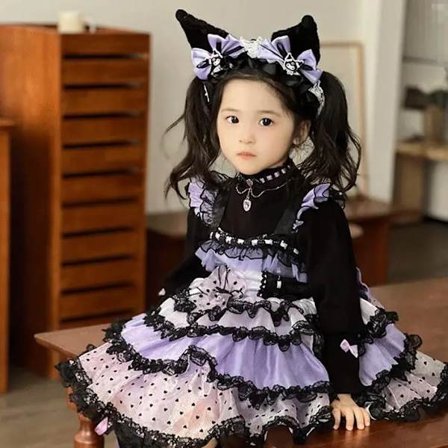 Anime Kawaii Sanrios My Melody Kuromi Lolita Lasten Prinsessamekko Mukava Söpö Tyttö Tyllihame Taapero Syntymäpäivävaatteet