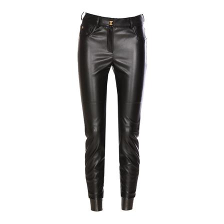 Elisabetta Franchi Leather Bukser Sort, Dame Læderbukser