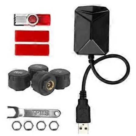 Android Navigation TPMS med 4 sensorer alarmsystem USB Android bil TPMS trådløs transmission dækovervågning (ekstern)